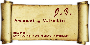 Jovanovity Valentin névjegykártya